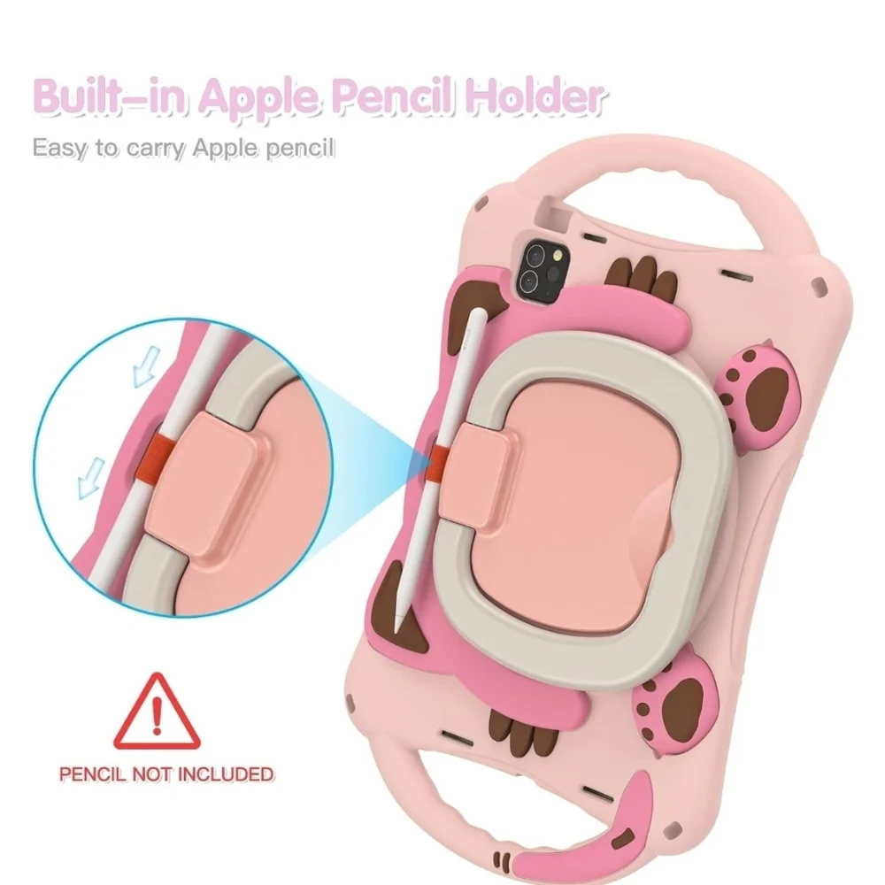 iPad Premium Case Silicone Shockproof Pink Cat